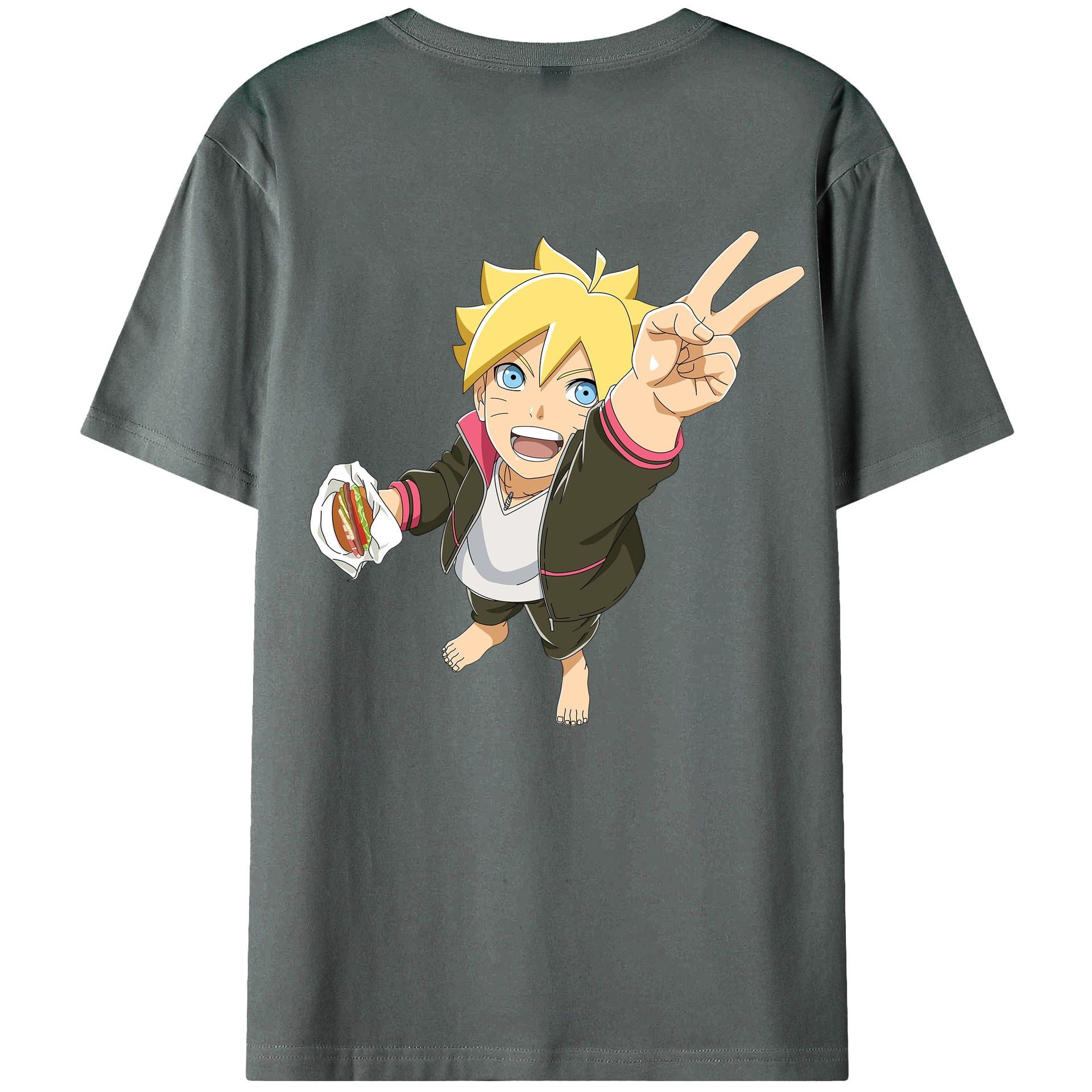 （画像用） NARUTO -ナルト- うずまき ボルト Uzumaki Boruto 綿100％ メンズ半袖Tシャツ（バックプリント） 通気性